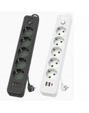 Разклонител 5 гнезда 2 USB и 1 type c